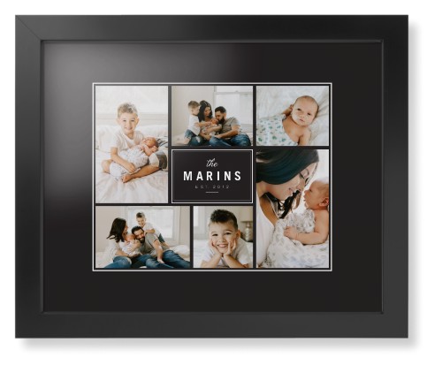 Contemporary Family Collage Framed Print, Black, Contemporary, White, Black, Single piece, 11x14, Blue, cedar