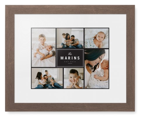 Contemporary Family Collage Framed Print, Walnut, Contemporary, White, White, Single piece, 11x14, Blue