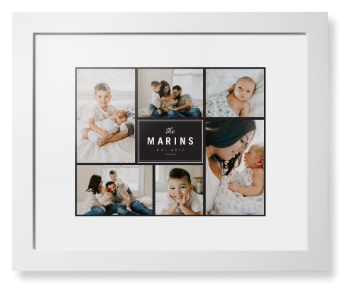 Contemporary Family Collage Framed Print, White, Contemporary, White, White, Single piece, 11x14, Blue
