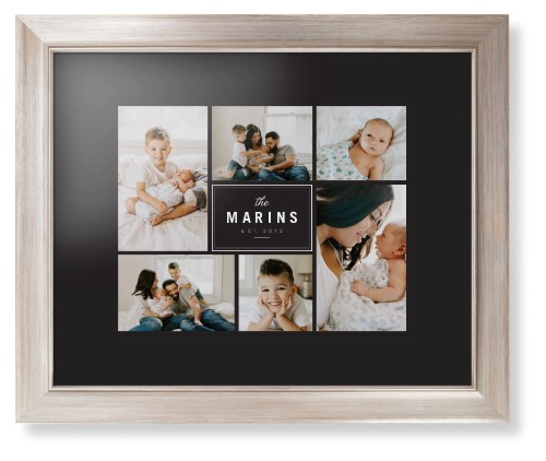 Contemporary Family Collage Framed Print, Metallic, Modern, Black, Black, Single piece, 11x14, Blue