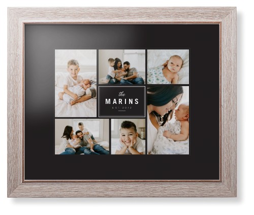 Contemporary Family Collage Framed Print, Rustic, Modern, None, Black, Single piece, 11x14, Blue