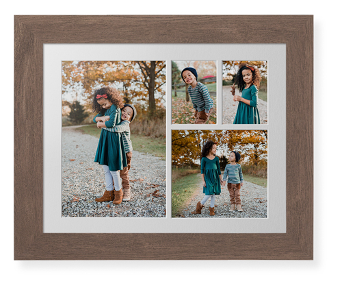 Mixed Four Up Landscape Collage Deluxe Mat Framed Print, Walnut, Contemporary, White, Single piece, 11x14, White, white