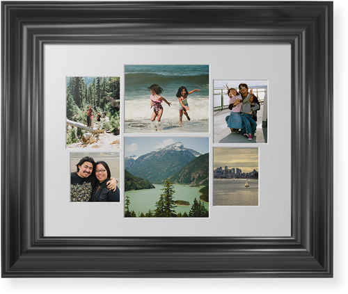 Mixed Six Up Landscape Collage Deluxe Mat Framed Print, Black, Classic, White, Single piece, 11x14, White, white