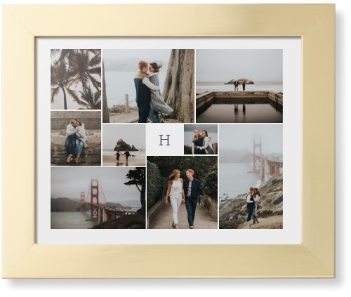 Classic Monogram Gallery of Nine Framed Print, Matte Gold, Contemporary, None, None, Single piece, 11x14, Multicolor, multi