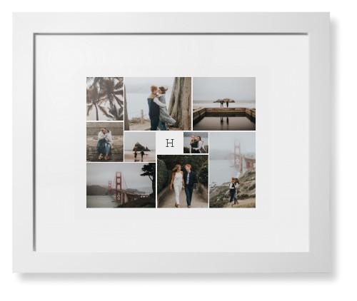 Classic Monogram Gallery of Nine Framed Print, White, Contemporary, None, White, Single piece, 11x14, Multicolor, multi