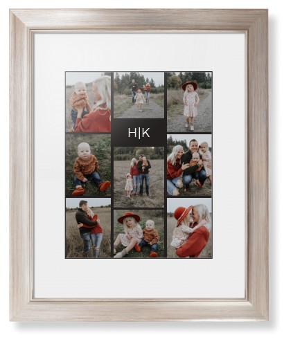 Modern Gallery Monogram of Nine Framed Print, Metallic, Modern, Black, White, Single piece, 11x14, Multicolor