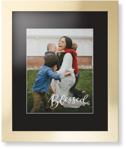 Contemporary Blessed Letters Portrait Framed Print, Matte Gold, Contemporary, White, Black, Single piece, 11x14, White