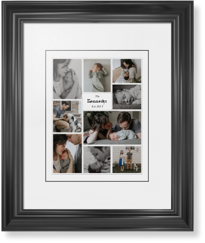 Modern Family Collage Portrait Framed Print, Black, Classic, Black, White, Single piece, 11x14, White, white