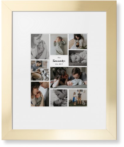 Modern Family Collage Portrait Framed Print, Matte Gold, Contemporary, White, White, Single piece, 11x14, White