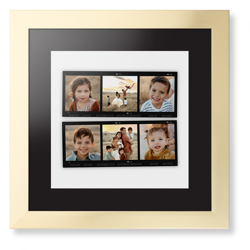 Favorite Film Collage Framed Print, Matte Gold, Contemporary, Black, Black, Single piece, 12x12, White, white