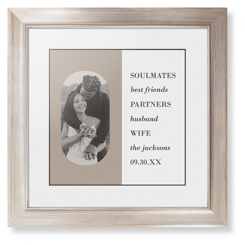 Traits of the Best Framed Print, Metallic, Modern, Black, White, Single piece, 12x12, Beige, rye