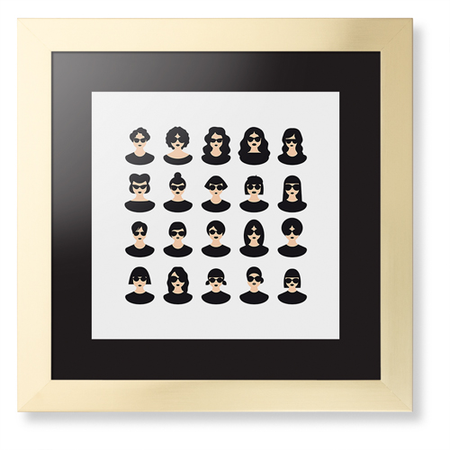 Modern Girls Framed Print, Matte Gold, Contemporary, Black, Black, Single piece, 12x12, Multicolor