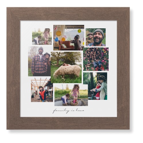 Gallery Collage of Nine Framed Print, Walnut, Contemporary, None, None, Single piece, 12x12, White, white