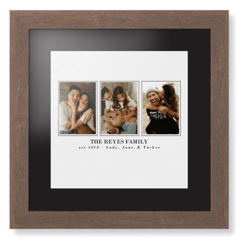 Classic Trio Framed Print, Walnut, Contemporary, None, Black, Single piece, 12x12, White, white