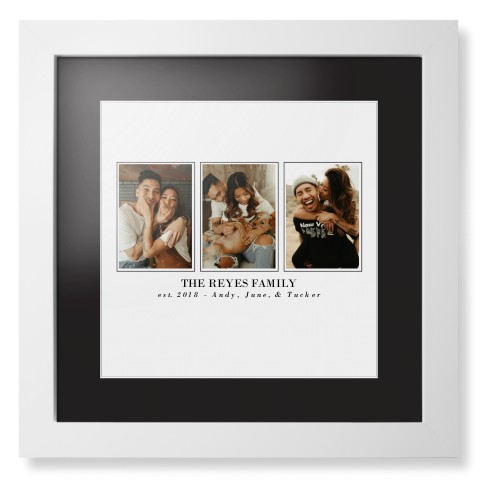Classic Trio Framed Print, White, Contemporary, White, Black, Single piece, 12x12, White, white