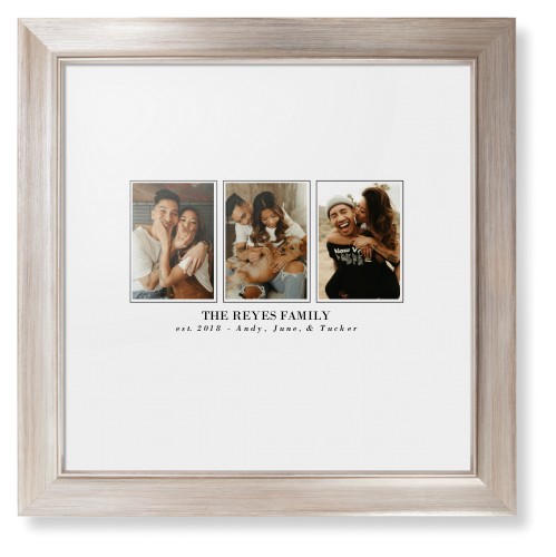 Classic Trio Framed Print, Metallic, Modern, White, White, Single piece, 12x12, White