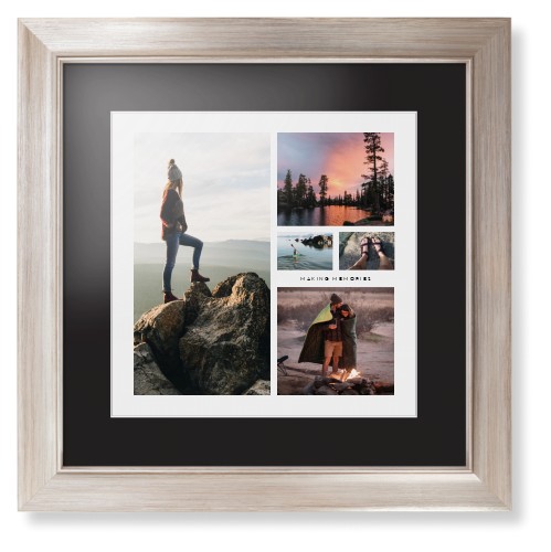 Hero Collage Framed Print, Metallic, Modern, White, Black, Single piece, 12x12, Multicolor, multi