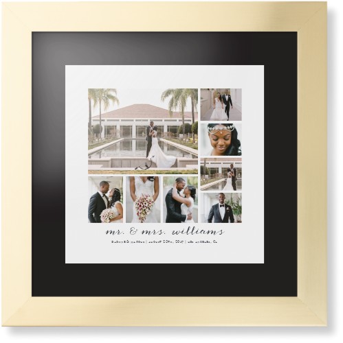 Clean Gallery Collage of Eight Framed Print, Matte Gold, Contemporary, Black, Black, Single piece, 12x12, Multicolor