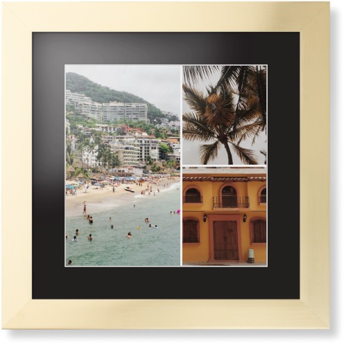 Gallery of Three Framed Print, Matte Gold, Contemporary, White, Black, Single piece, 12x12, Multicolor, multi