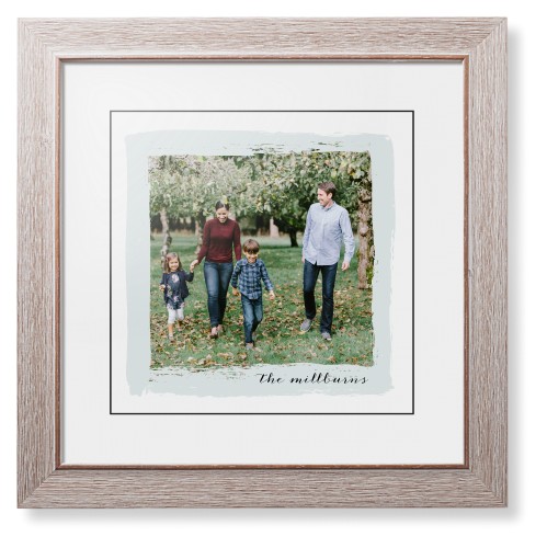 Brush Stroke Border Framed Print, Rustic, Modern, Black, White, Single piece, 12x12, Gray, air