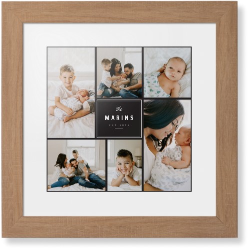 Contemporary Family Collage Framed Print, Natural, Contemporary, None, White, Single piece, 12x12, Blue