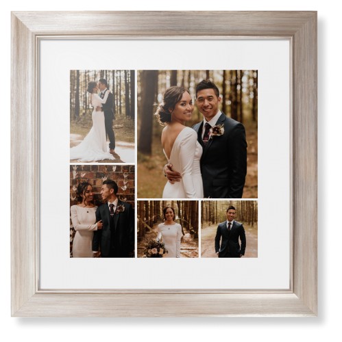 Gallery of Five Framed Print, Metallic, Modern, White, White, Single piece, 12x12, Multicolor