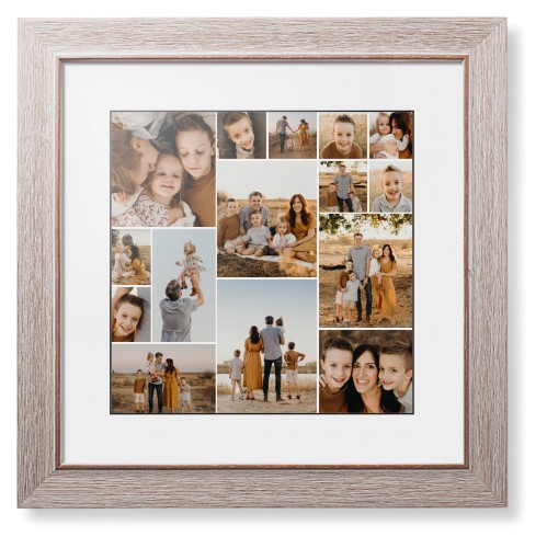 Gallery of Fifteen Framed Print, Rustic, Modern, Black, White, Single piece, 12x12, Multicolor