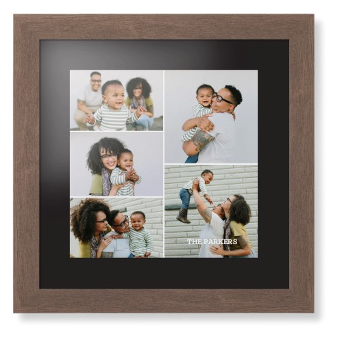 Gallery of Five Portrait Framed Print, Walnut, Contemporary, Black, Black, Single piece, 12x12, Multicolor, multi