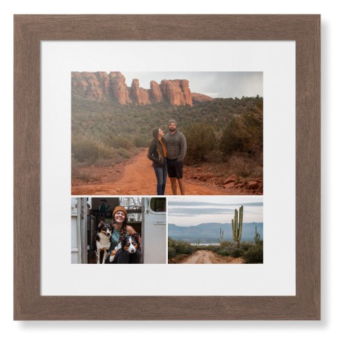 Gallery of Three Portrait Framed Print, Walnut, Contemporary, None, White, Single piece, 12x12, Multicolor, multi