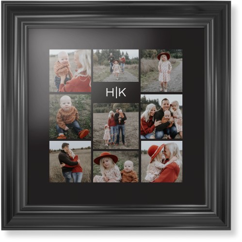 Modern Gallery Monogram of Nine Framed Print, Black, Classic, Black, Black, Single piece, 12x12, Multicolor, multi