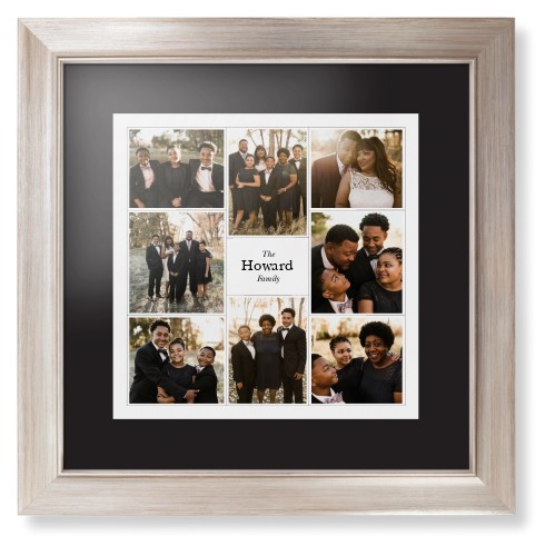 Modern Family Collage Framed Print, Metallic, Modern, None, Black, Single piece, 12x12, White, white