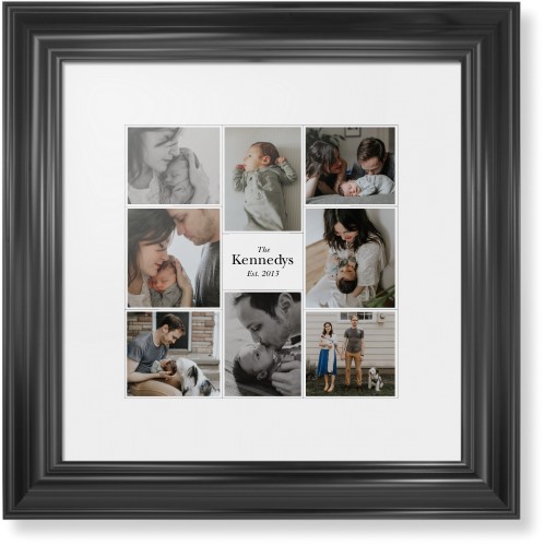 Modern Family Collage Portrait Framed Print, Black, Classic, None, White, Single piece, 12x12, White, white