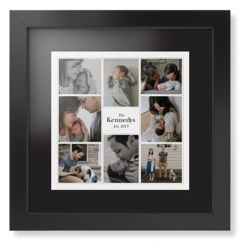 Modern Family Collage Portrait Framed Print, Black, Contemporary, Black, Black, Single piece, 12x12, White, white