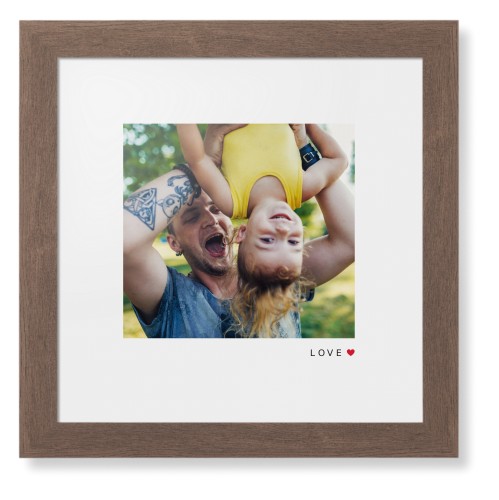 Modern Love Heart Framed Print, Walnut, Contemporary, White, White, Single piece, 12x12, White