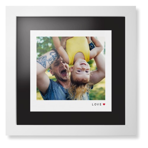 Modern Love Heart Framed Print, White, Contemporary, Black, Black, Single piece, 12x12, White, white