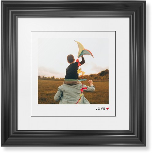 Modern Love Heart Portrait Framed Print, Black, Classic, Black, White, Single piece, 12x12, White, white