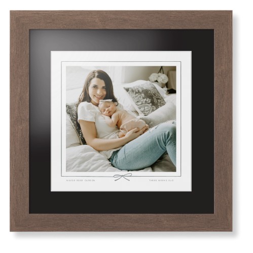 Whimsical Border of One Framed Print, Walnut, Contemporary, White, Black, Single piece, 12x12, Gray