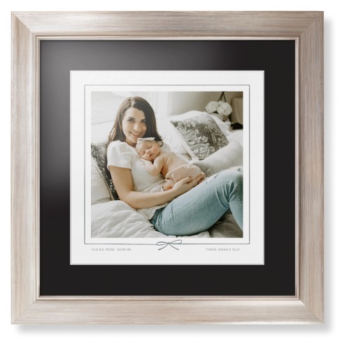 Whimsical Border of One Framed Print, Metallic, Modern, White, Black, Single piece, 12x12, Gray