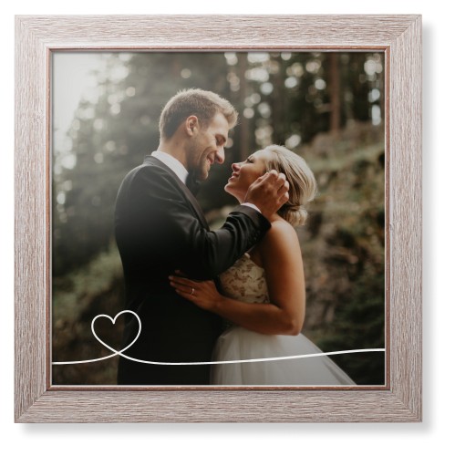 Heart Line Art Framed Print, Rustic, Modern, None, None, Single piece, 16x16, White, white