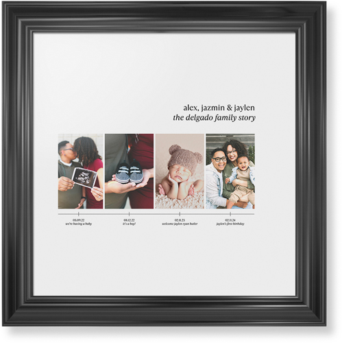 Family Timeline Framed Print, Black, Classic, White, White, Single piece, 16x16, White, white
