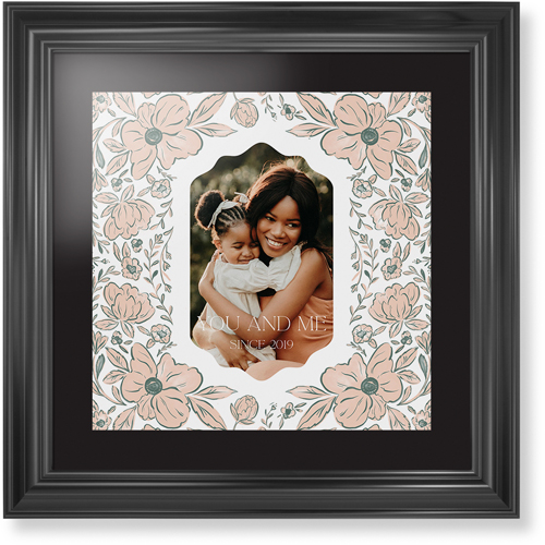 Classic Floral Border Framed Print, Black, Classic, Black, Black, Single piece, 16x16, White, white