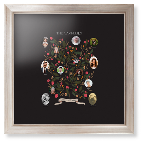 Blooming Family Tree Framed Print, Metallic, Modern, None, Black, Single piece, 16x16, Black