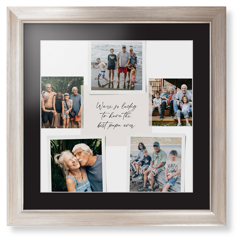Handwritten Note Collage Framed Print, Metallic, Modern, White, Black, Single piece, 16x16, White, white
