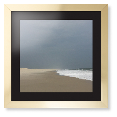 Lonely Beach Framed Print, Matte Gold, Contemporary, None, Black, Single piece, 16x16, Multicolor