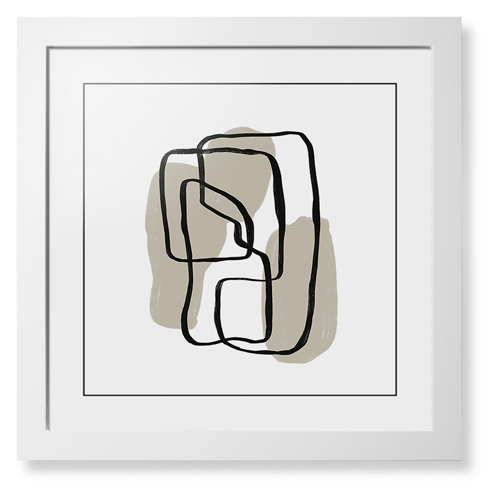Neutral Abstract Framed Print, White, Contemporary, Black, White, Single piece, 16x16, Multicolor