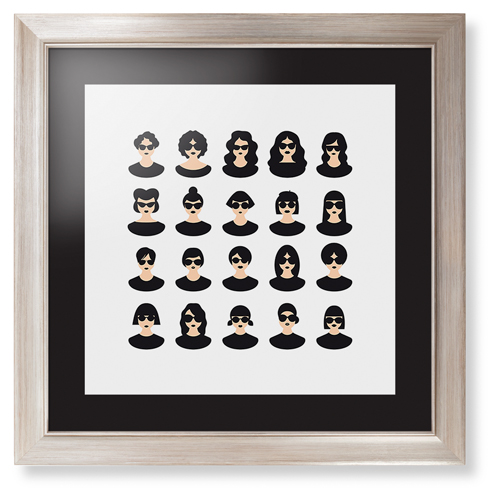 Modern Girls Framed Print, Metallic, Modern, Black, Black, Single piece, 16x16, Multicolor