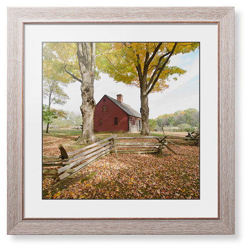 Barn in Autumn Framed Print, Rustic, Modern, Black, White, Single piece, 16x16, Multicolor