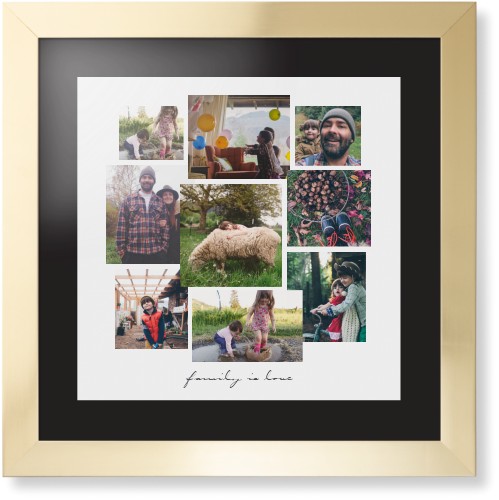 Gallery Collage of Nine Framed Print, Matte Gold, Contemporary, Black, Black, Single piece, 16x16, White, white