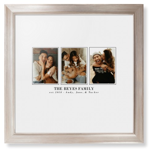 Classic Trio Framed Print, Metallic, Modern, None, White, Single piece, 16x16, White