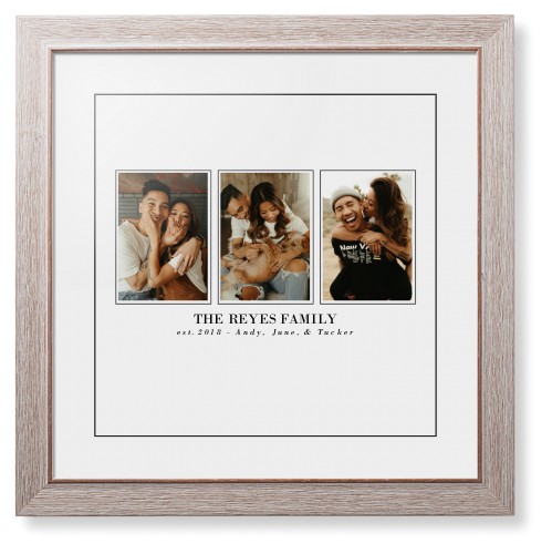 Classic Trio Framed Print, Rustic, Modern, Black, White, Single piece, 16x16, White